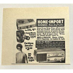 Mellinger Home Import Business Vintage Mini Print Ad 1960s Drop Ship Plan LA CA